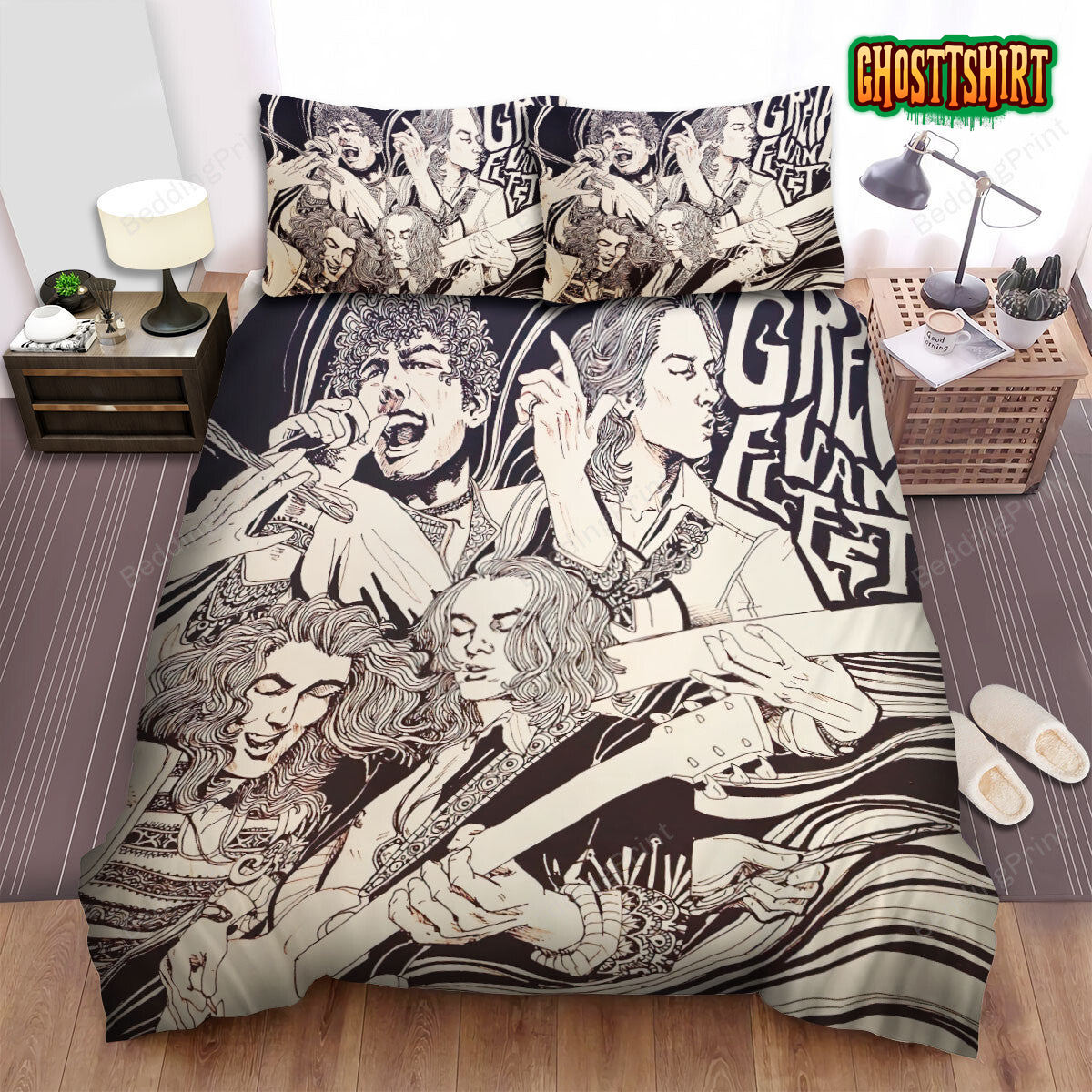 Greta Van Fleet Music Fanart Bed Sheets Duvet Cover Bedding Set