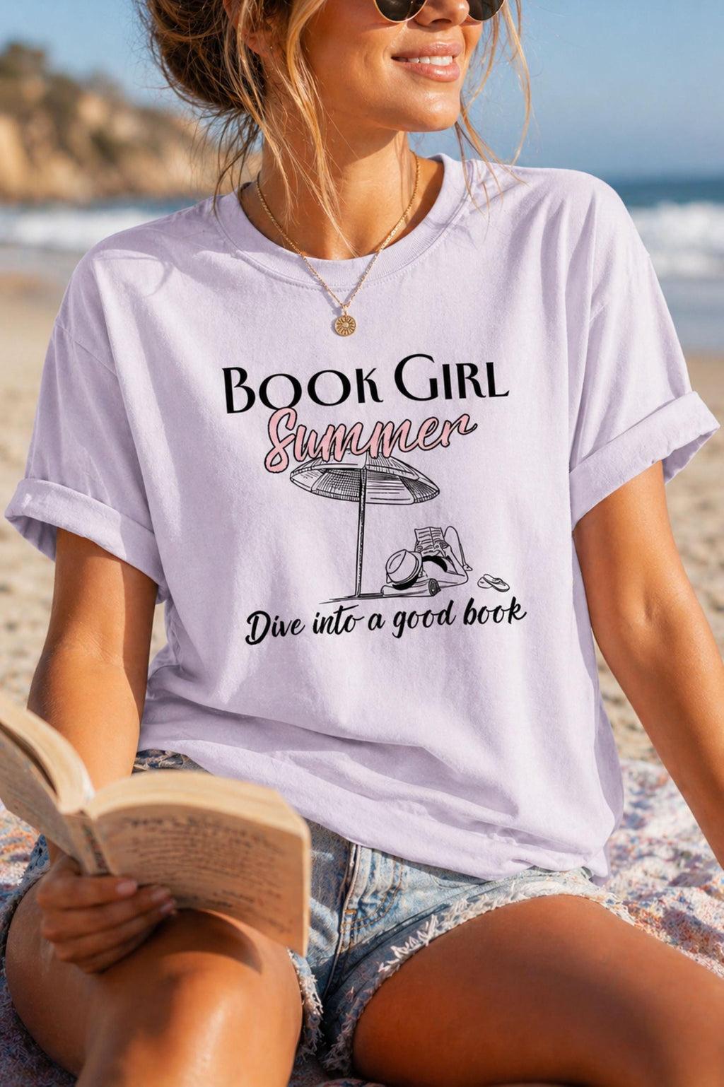 Book Girl Summer Comfort Colors Book Lover Reader Literary (1)