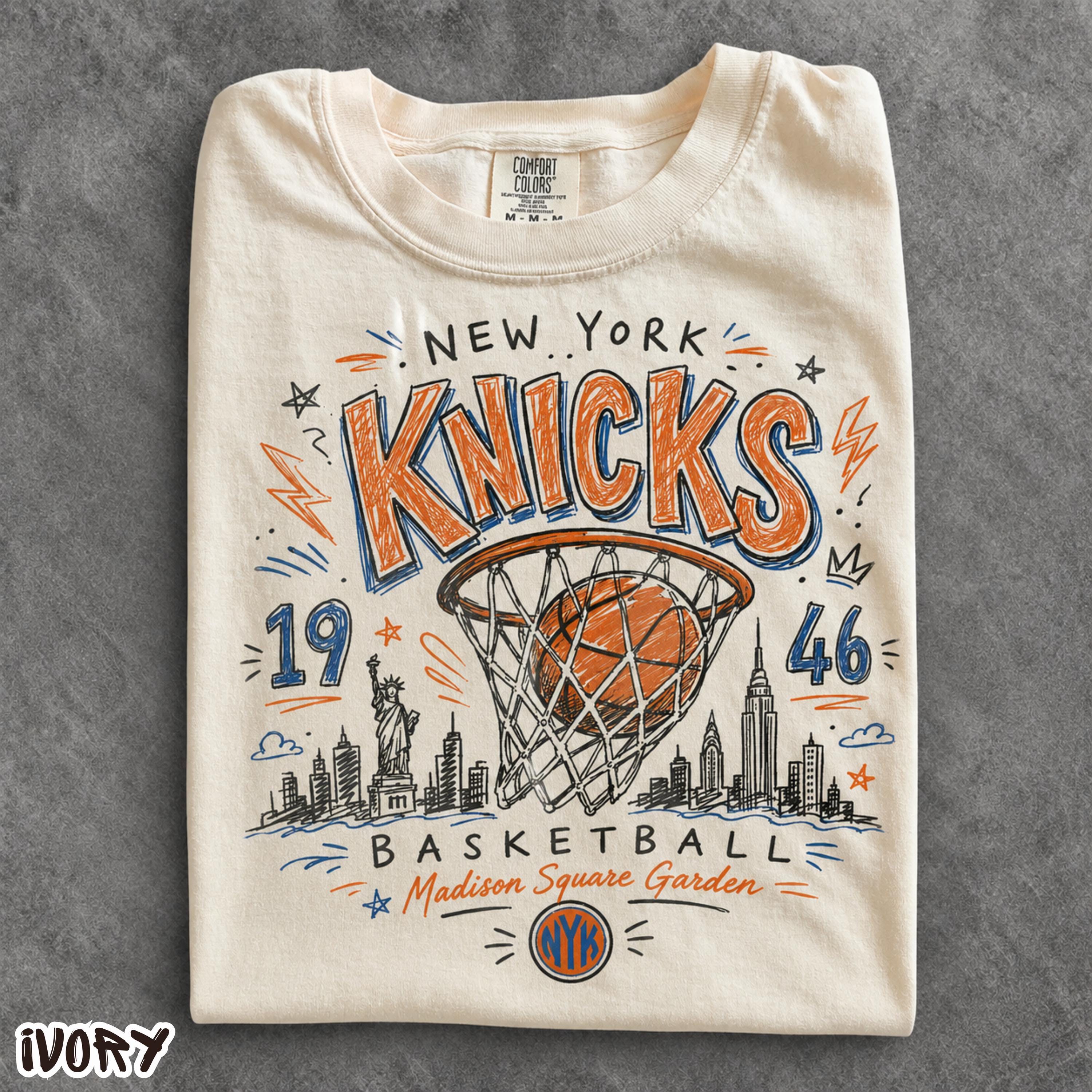 York Basketball Retro Nyc Hoops Tee Vintage Streetwear Sports Comfort Colors (1)