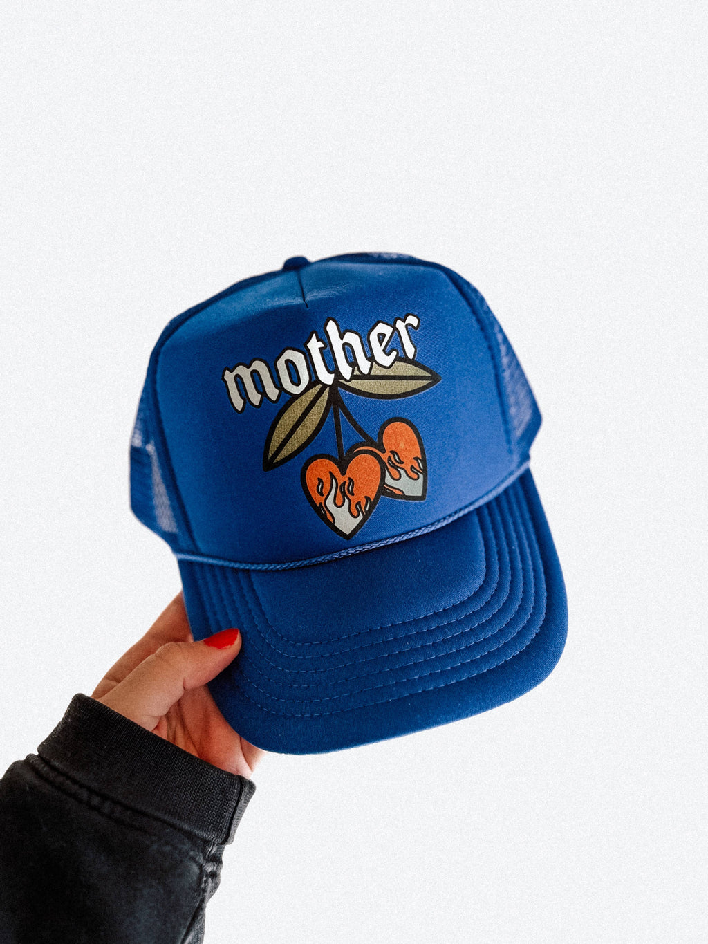 Mother Flaming Cherries Trucker Hat - Blue