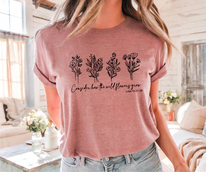 Wildflowers Heather Mauve Tee Sale
