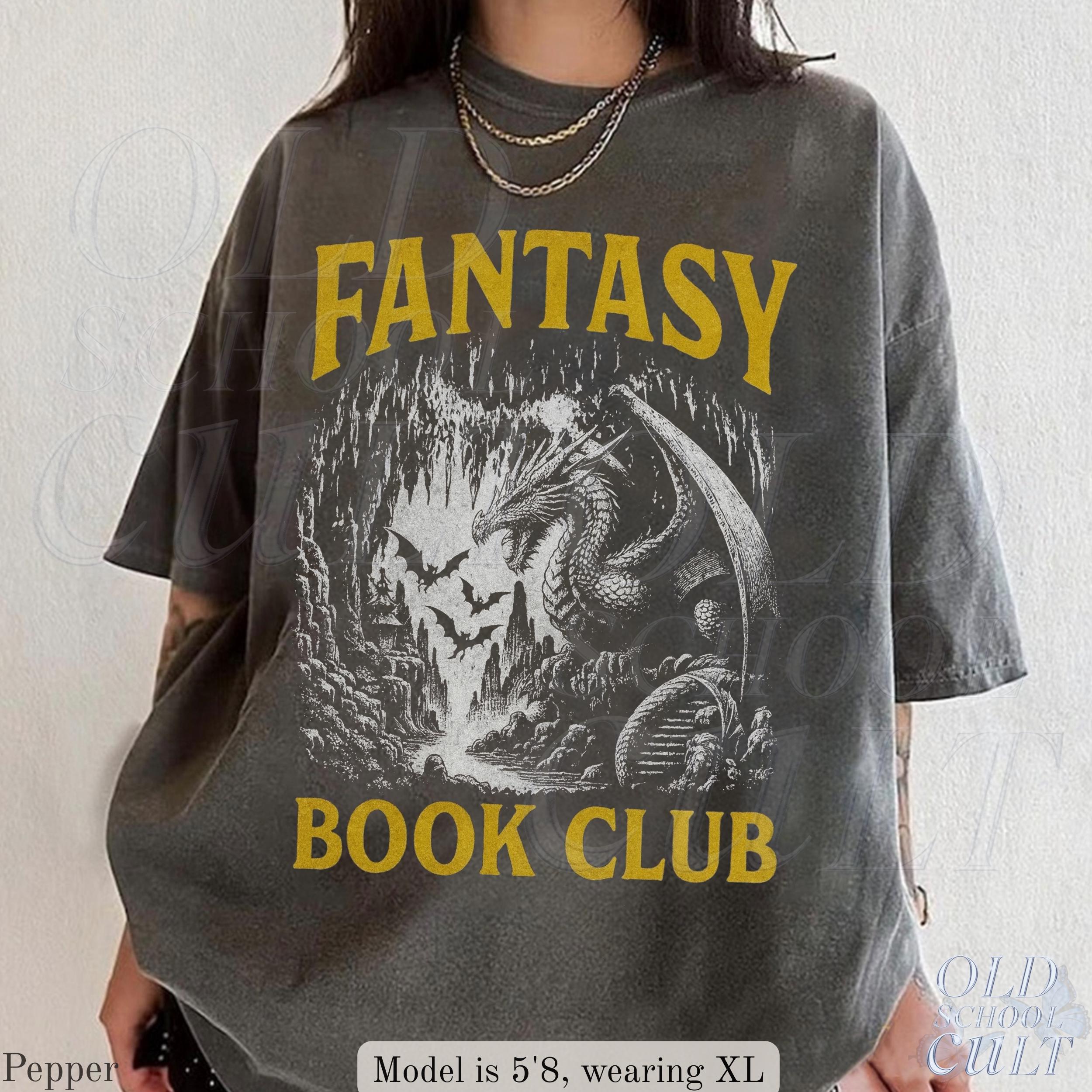 Fantasy Book Club Dragon Reader Comfort Colors Vintage Gothic Reading Book Lover Fantasy Reader Tee (2)
