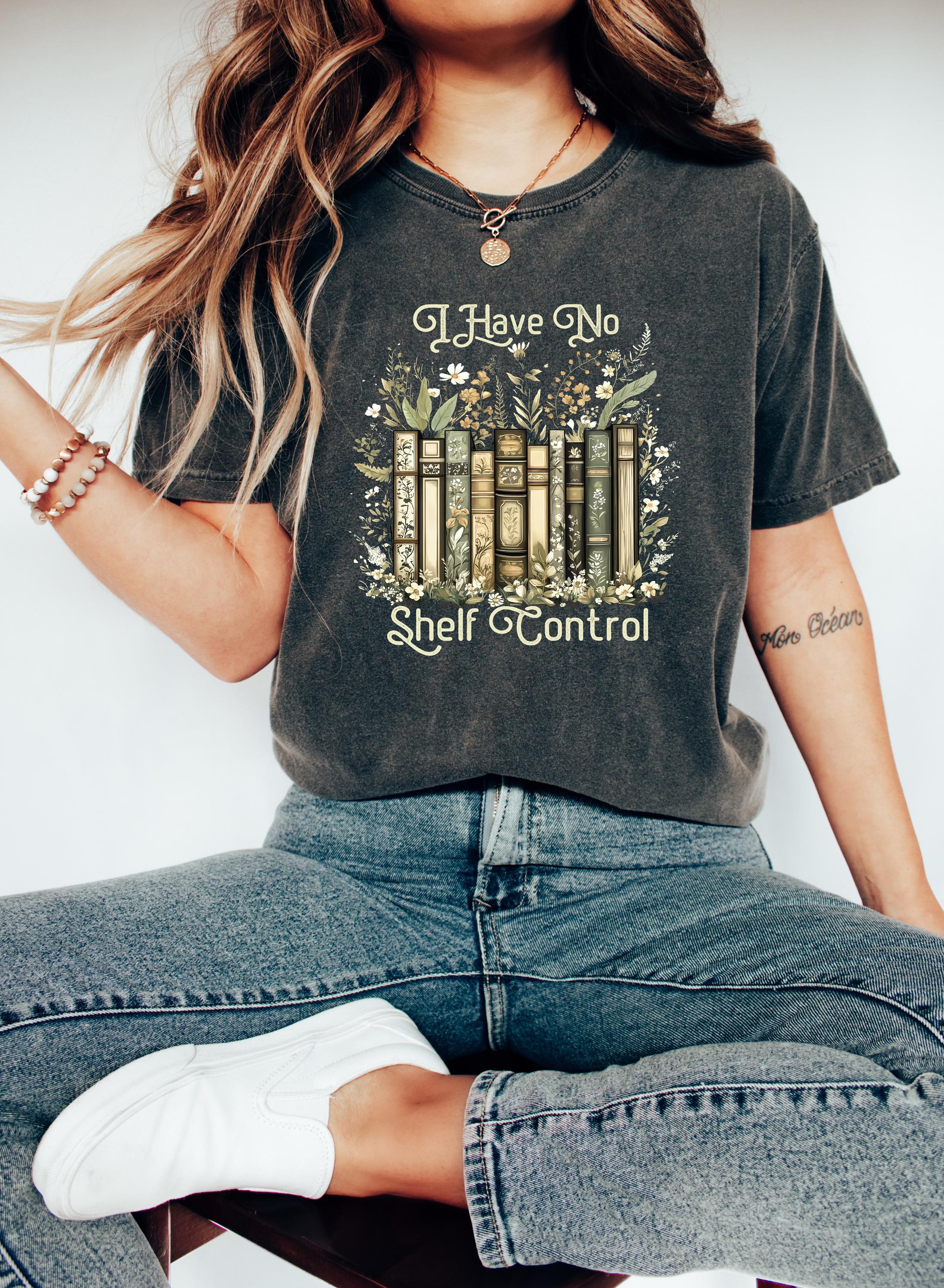 Book Lover Shelf Control Tee Floral Bookish Book Club Reader Literary Girl Tee Librarian (2)