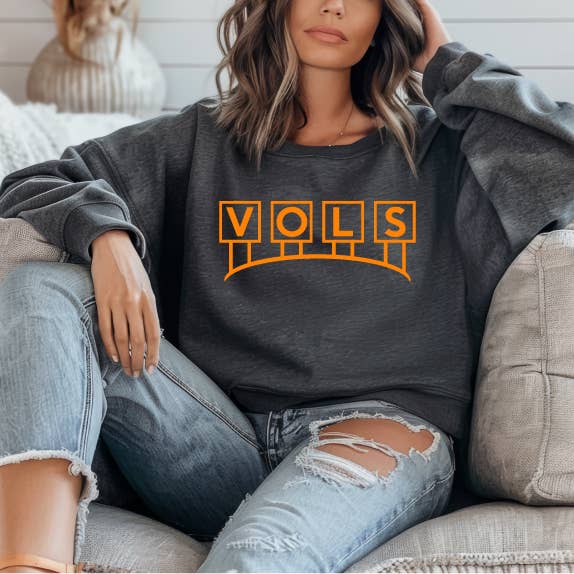 Vols Stadium Billboard, Heather Gray Crew Fleece Sweatshirt