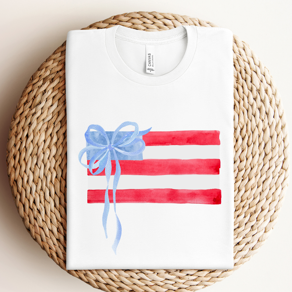 Watercolor Coquette American Flag Graphic Tee