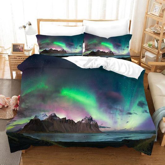 3D   Qurora Bright  Blue  Quilt Cover Set Bedding Set Duvet Cover Pillowcases  D12ZY