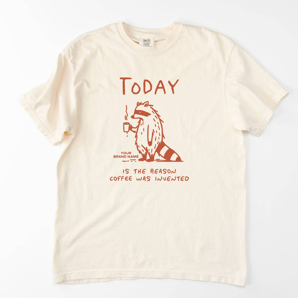 Coffee Raccoon Graphic Tee with Optional Personalization