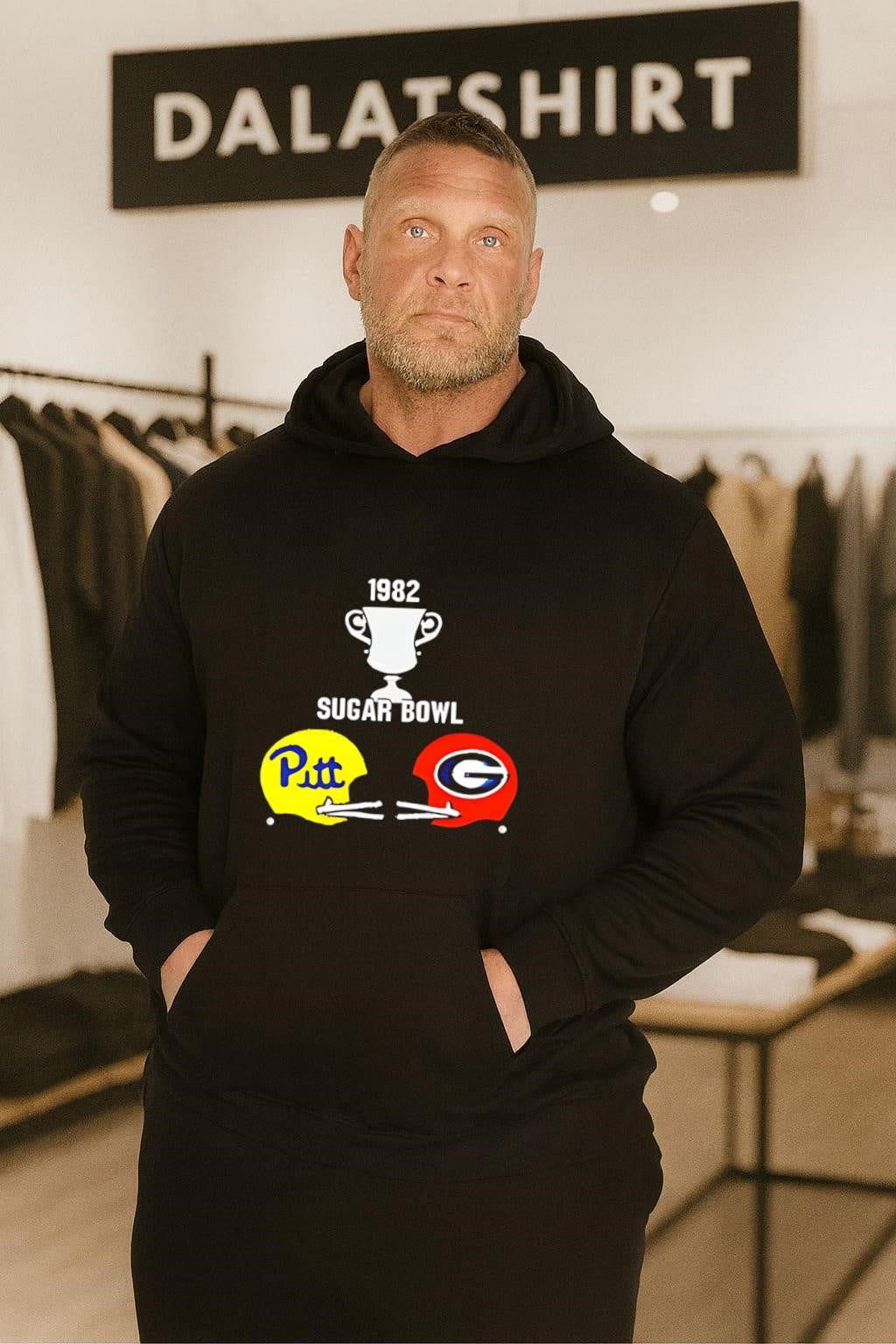 1982 Sugar Bowl Pitt vs Georgia Helmets Trophy Graphic shirt