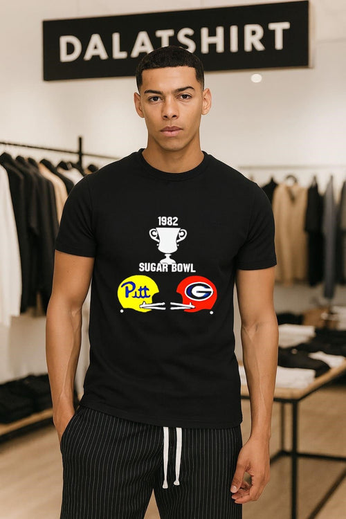 1982 Sugar Bowl Pitt vs Georgia Helmets Trophy Graphic shirt