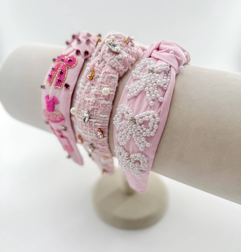 Beaded Headband,  Dance Headband, Pearl Headband, Tweed