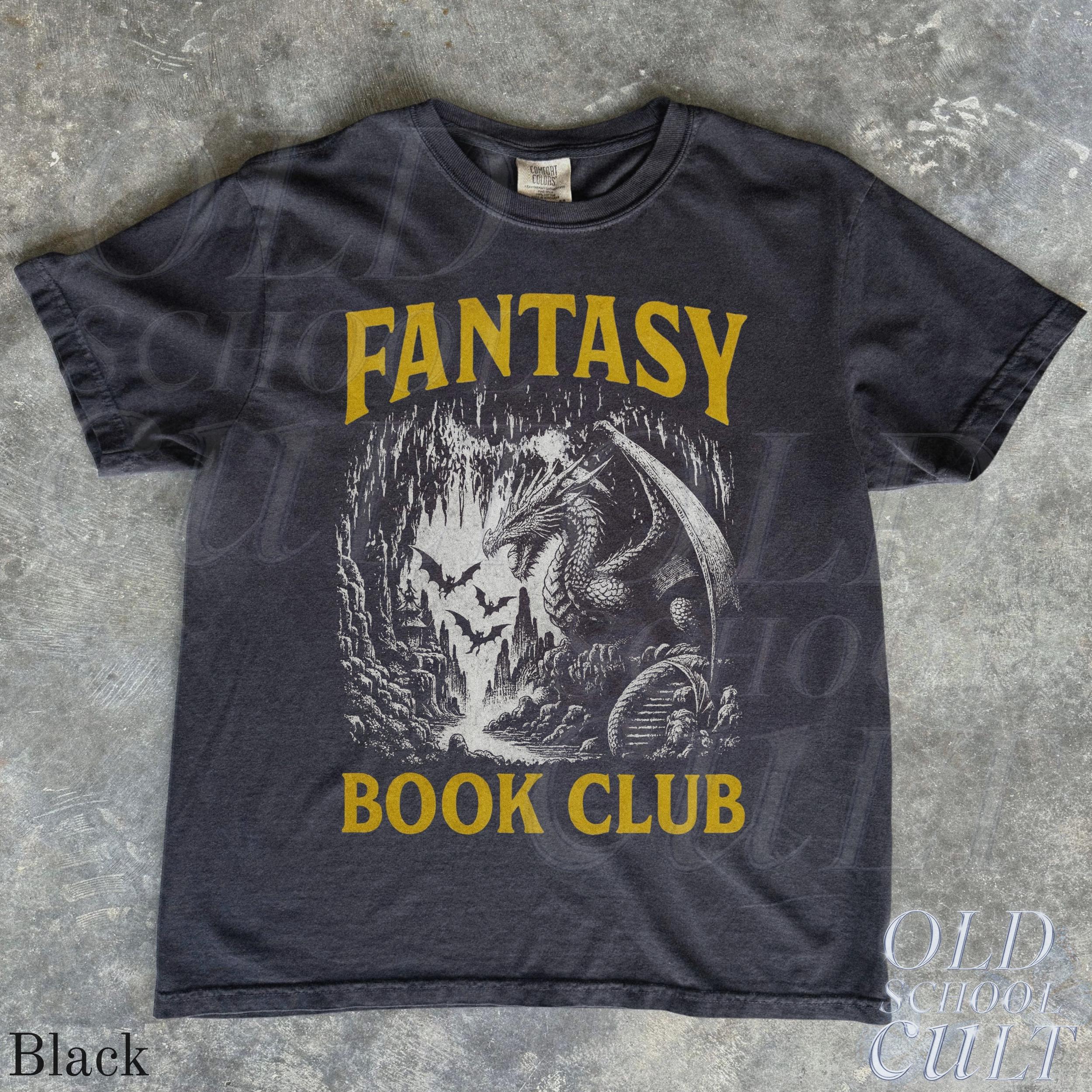 Fantasy Book Club Dragon Reader Comfort Colors Vintage Gothic Reading Book Lover Fantasy Reader Tee (3)