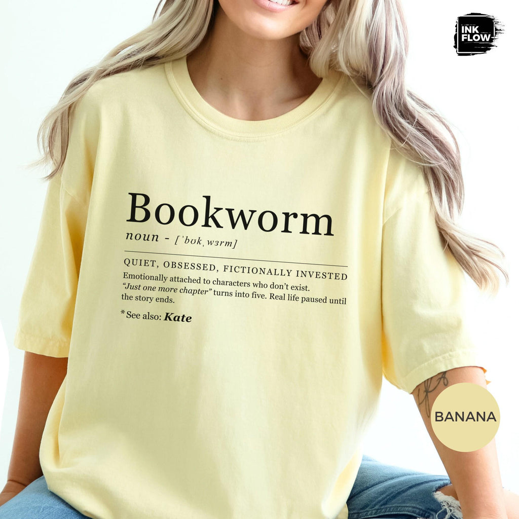 Bookworm Definition Comfort Colors Book Lover Reading Personalized Name Tee (3)