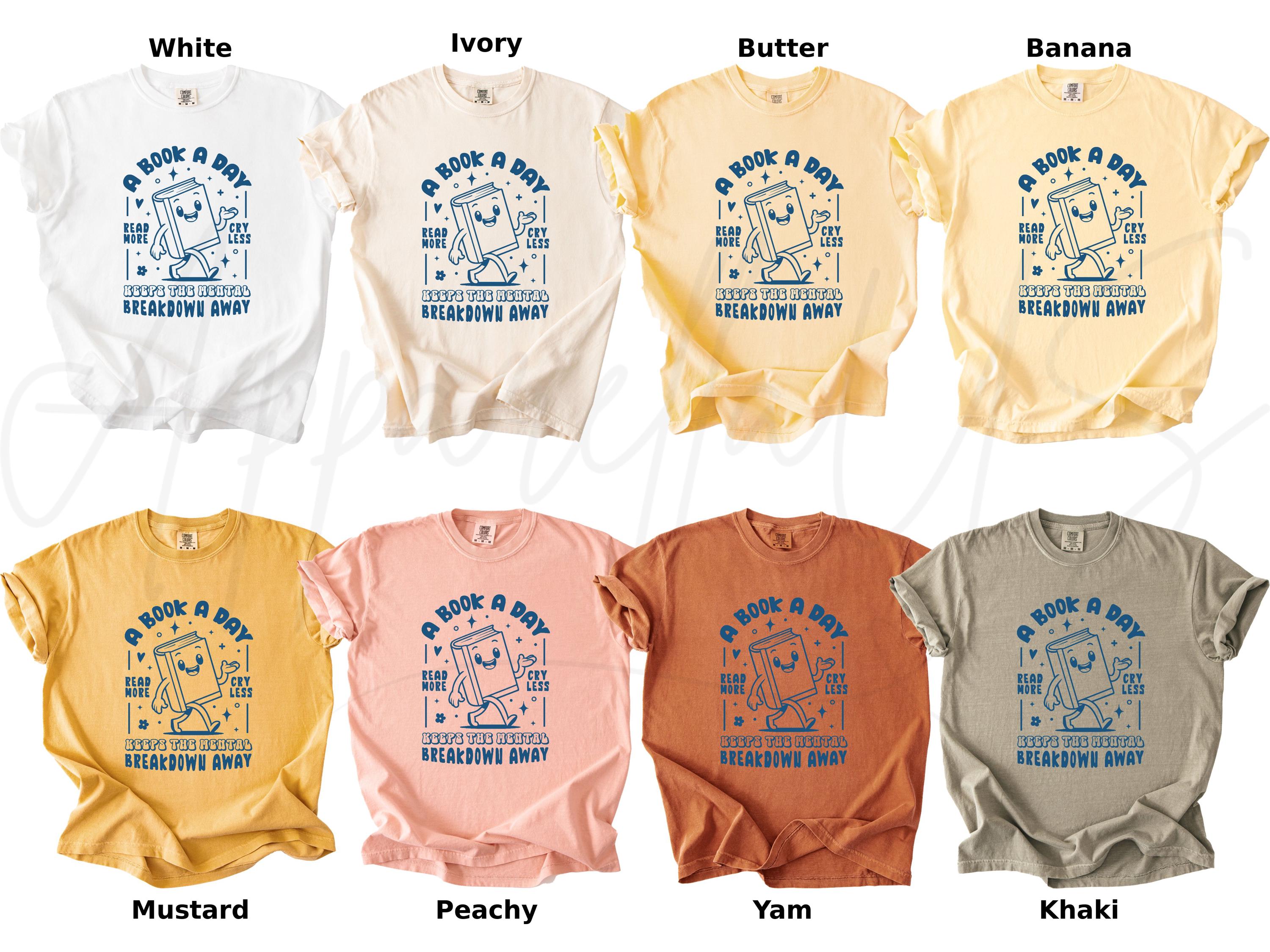 Comfort Colors Book Day Keeps Mental Breakdown Away Book Lovers Reading Tee Librarian Romance Reader Tee (3)