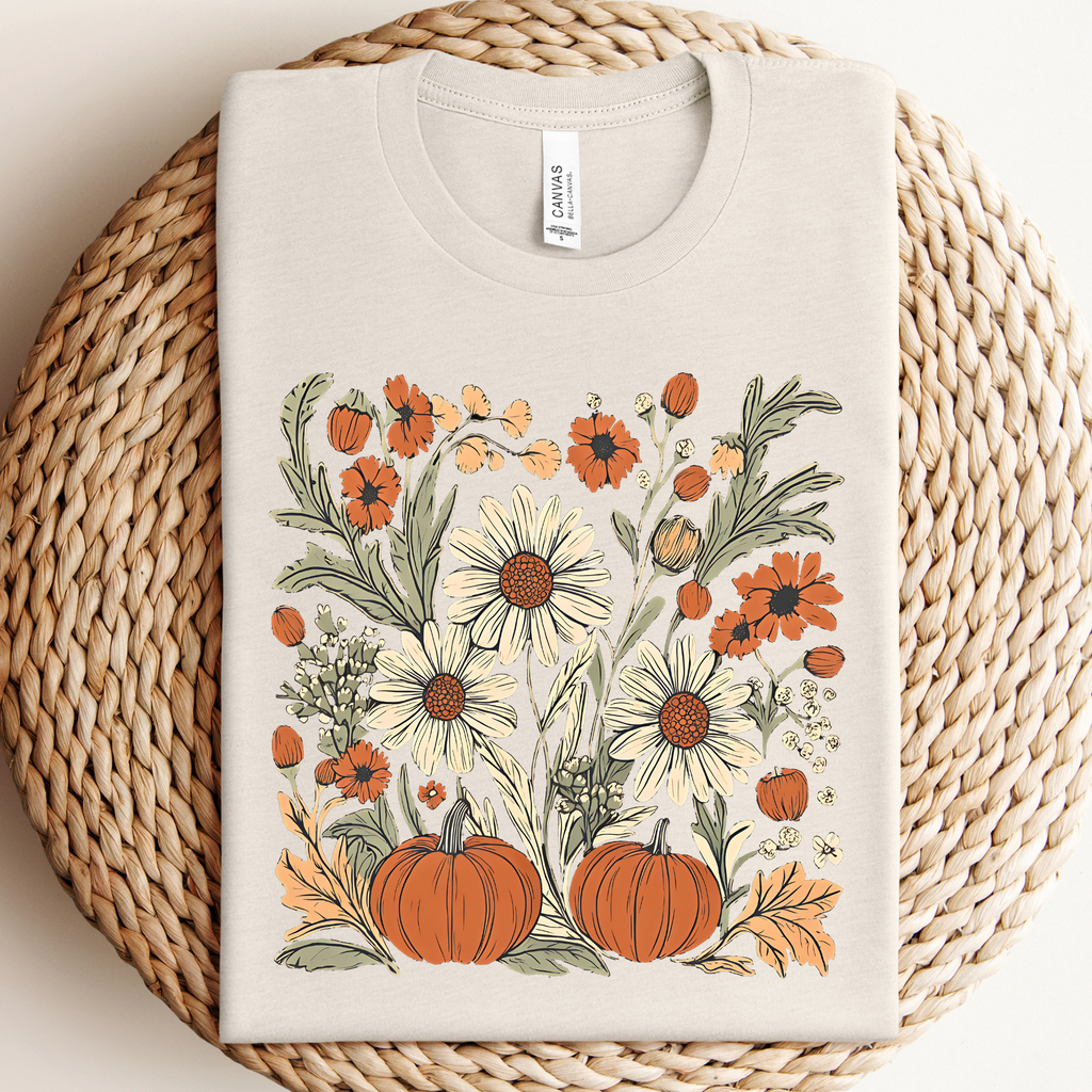Boho Flower Fall Pumpkins Graphic Tee