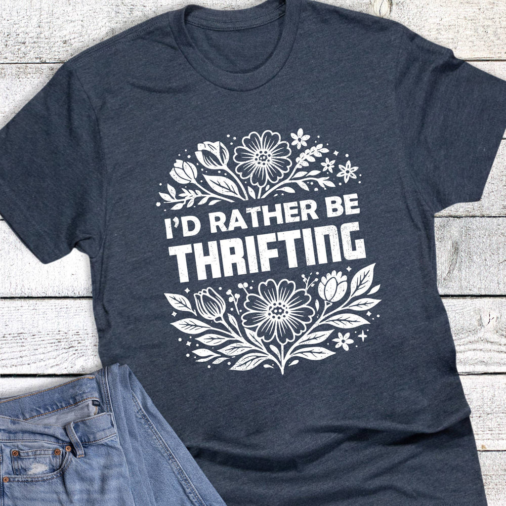 Vintage Floral Rather Be Thrifting Split Graphic Tee