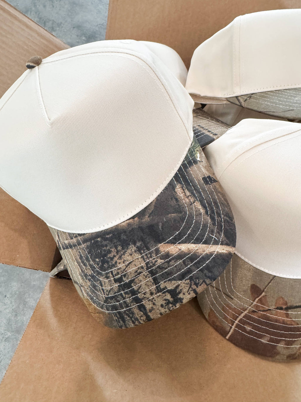 Camo and Tan Blank 5 Panel Hat