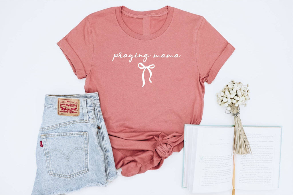 Praying Mama Mauve Faith Based Mom Graphic Tee