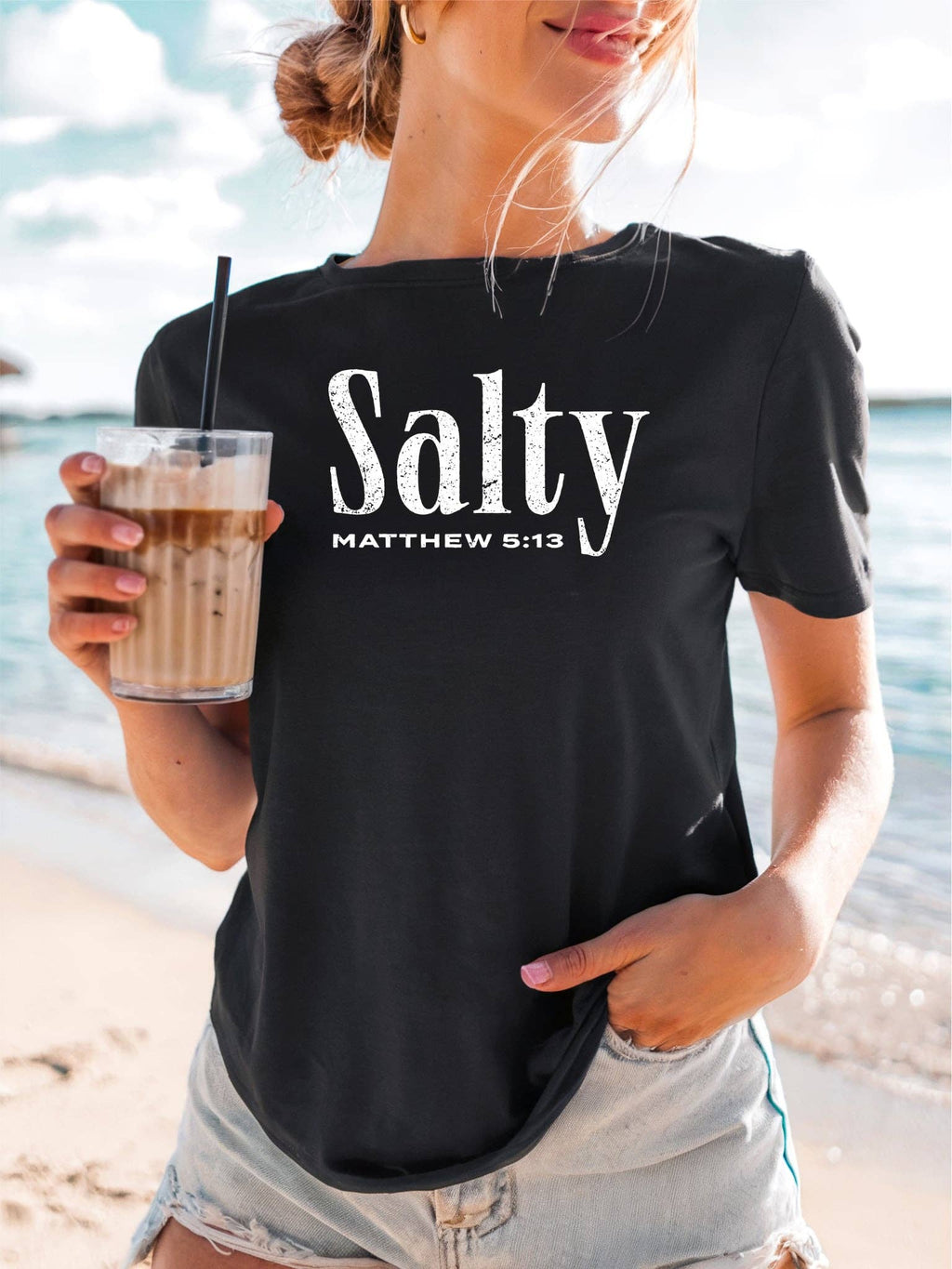 Salty Black Bella Faith Based Summer Graphic Tee