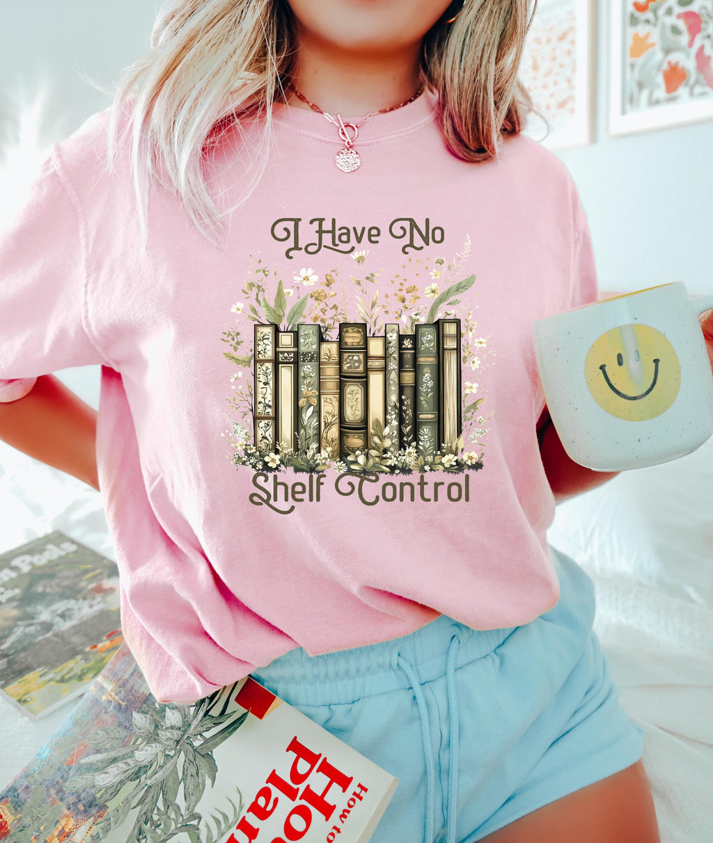 Book Lover Shelf Control Tee Floral Bookish Book Club Reader Literary Girl Tee Librarian (4)