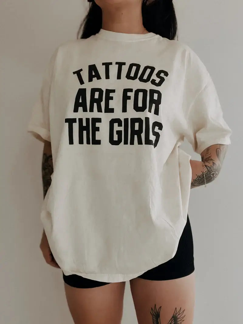 Tattoos Are For the Girls Graphic Tee - Ivory