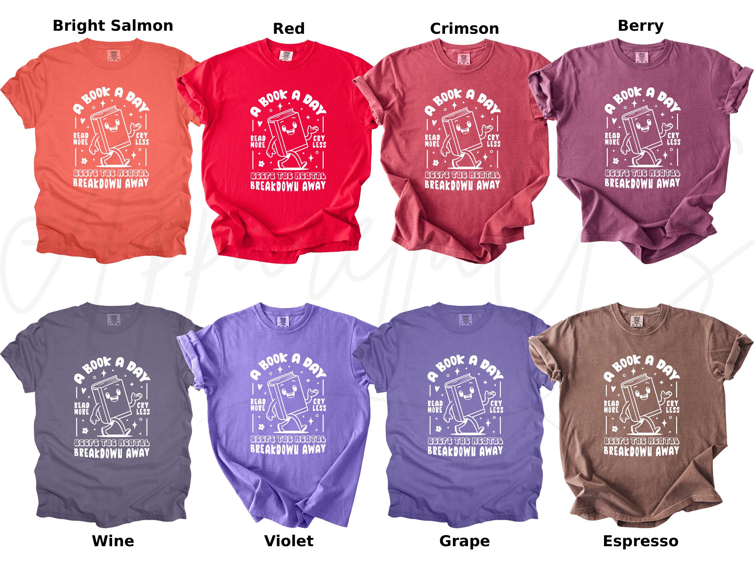 Comfort Colors Book Day Keeps Mental Breakdown Away Book Lovers Reading Tee Librarian Romance Reader Tee (5)