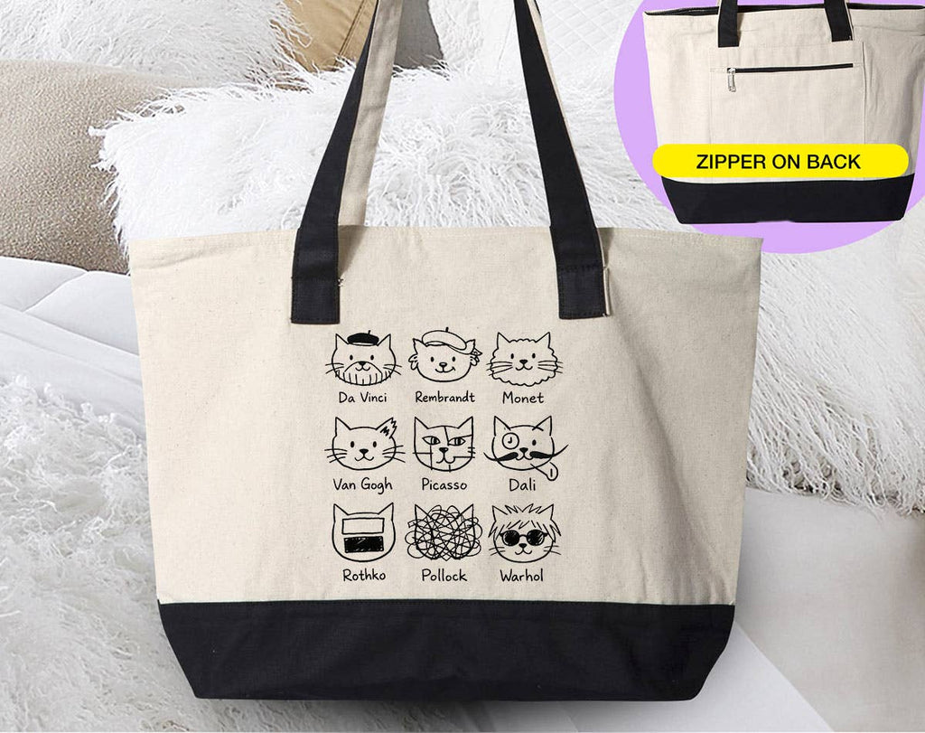 Artistic Cat Painters Warhol Da Vinci Dali Tote Bag
