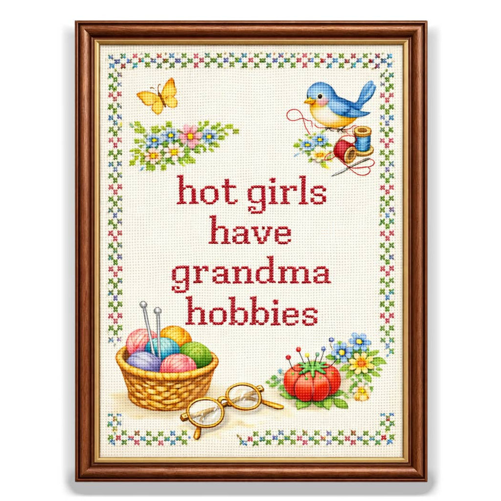 Hot Girls Have Grandma Hobbies Sticker Decal, Funny Sticker