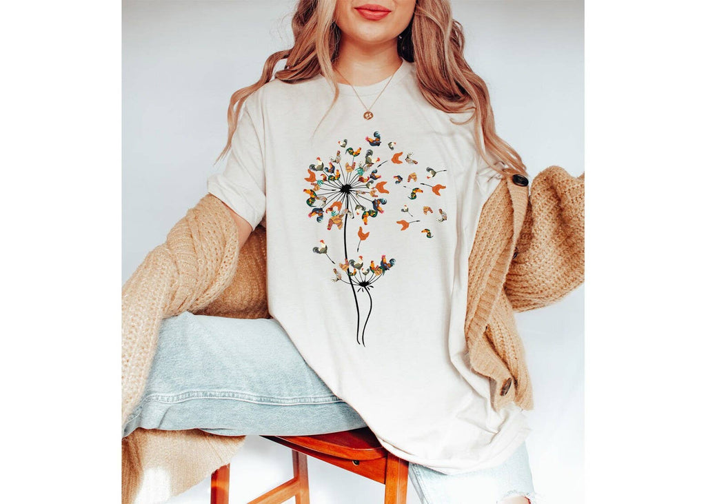Dandelion Bird Graphic Tee, Vintage Style, Unisex Shirt