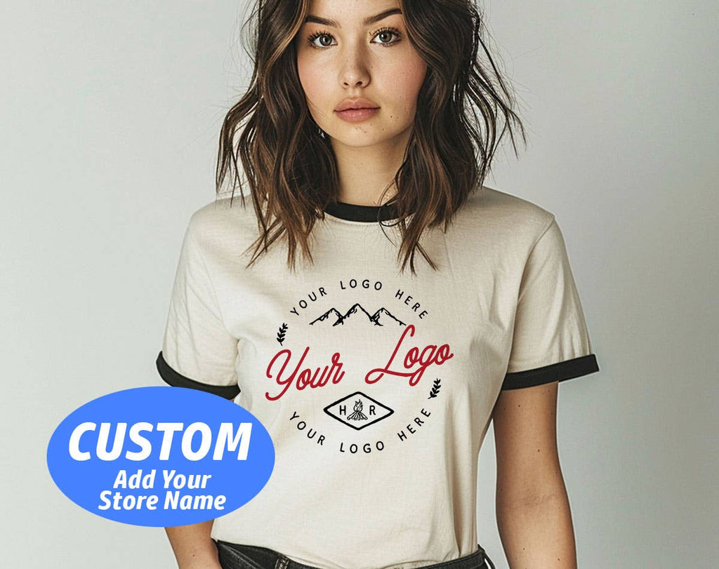 Custom Your Small Business or Store Logo Ringer T-Shirt