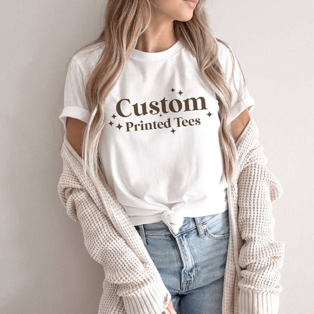 Custom Cotton Tees with Name Location or Logo - Boho Colors