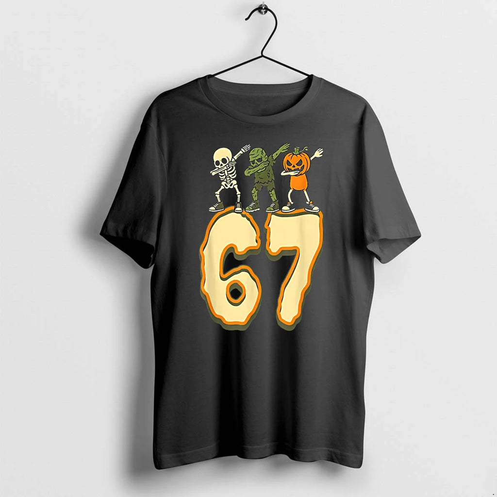 67 Halloween Meme 6 7 Numbers Six Seven Skeleton Tshirts Sweater