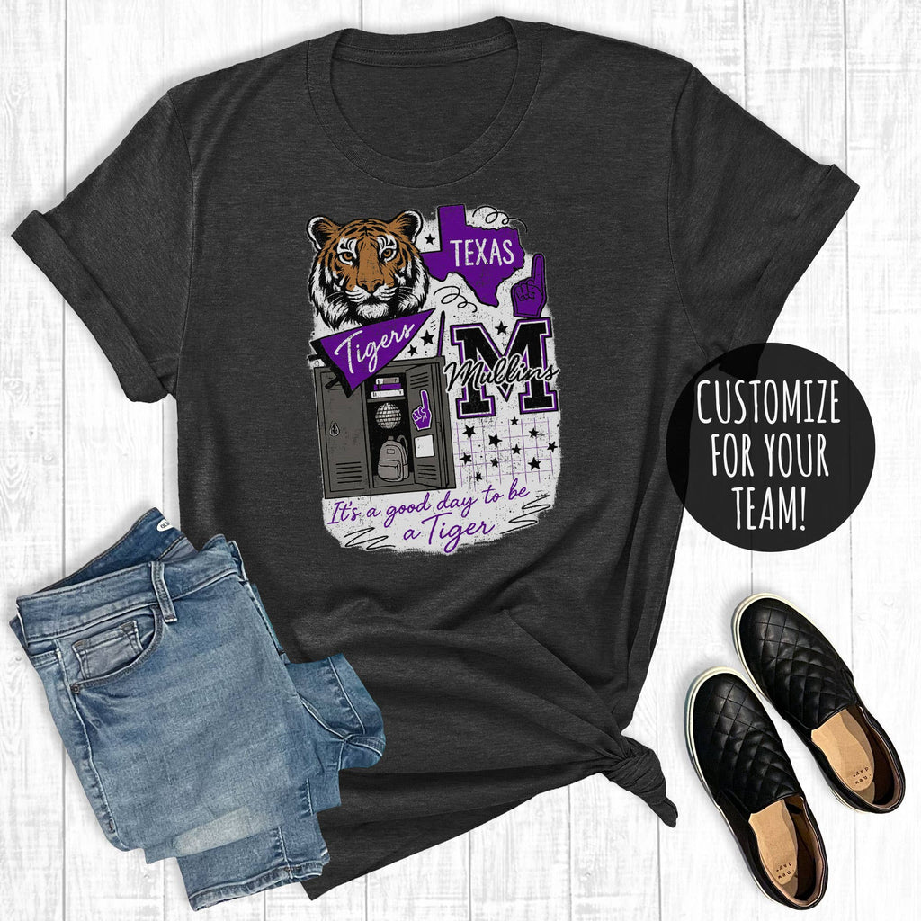 Custom School Spirit Football Mascot Collage Graphic Tee