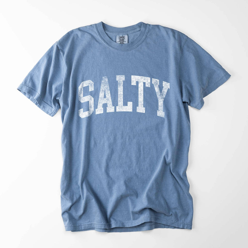 Salty Garment Dyed Graphic Tee, Summer Coastal Beach T-Shirt