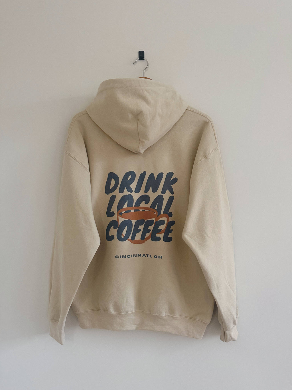 Drink Local Coffee Hoodie - Sand (Heavyweight)
