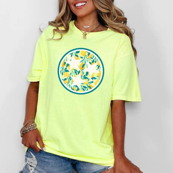 Lemon Tri-Star Premium T-Shirt , Neon Lemon