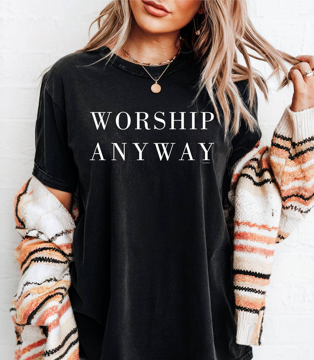 Worship Anyway Black Bella Faith Based Graphic Tee