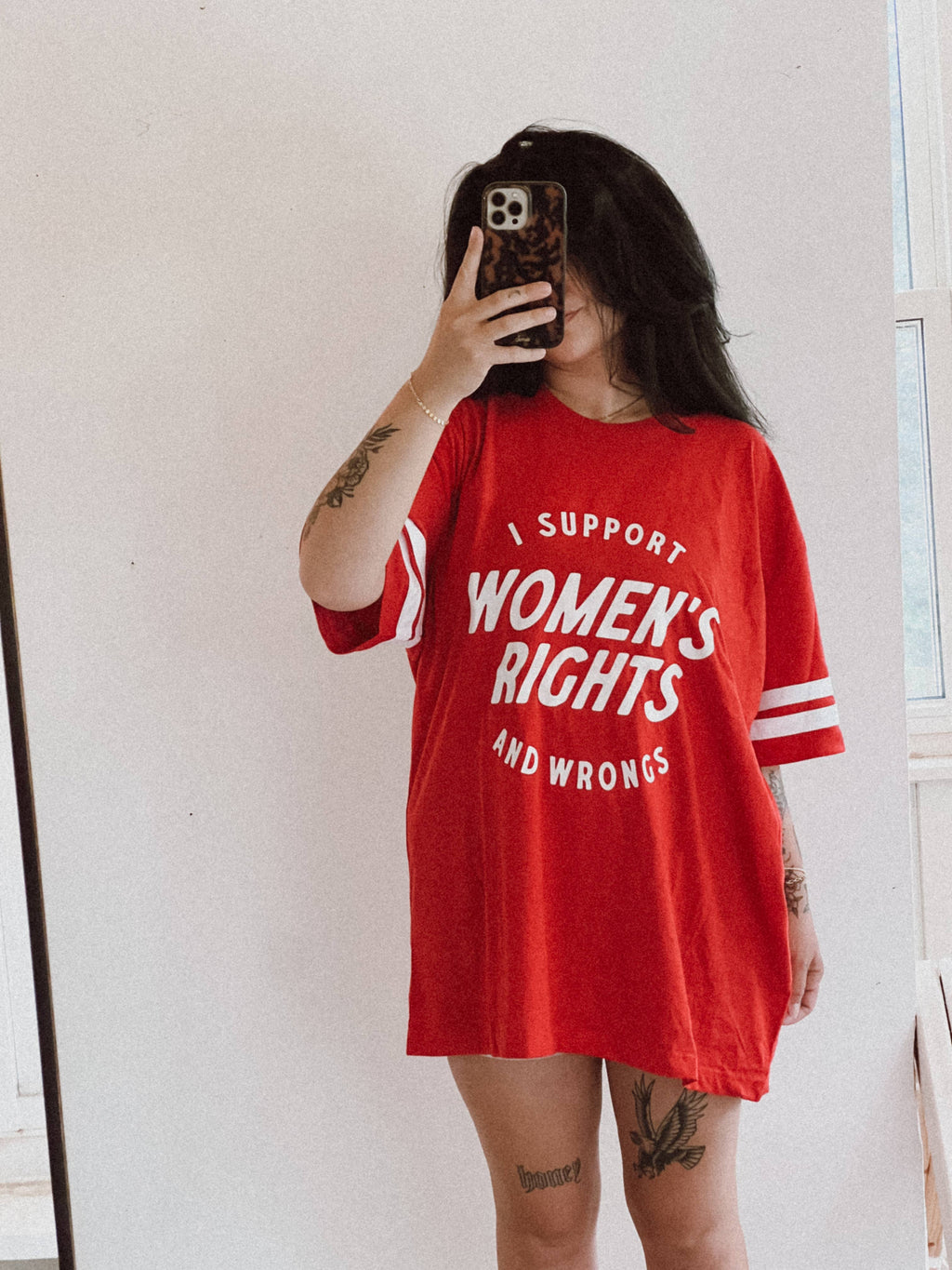 I Support Women’S Rights Jersey T-Shirt - Red/White