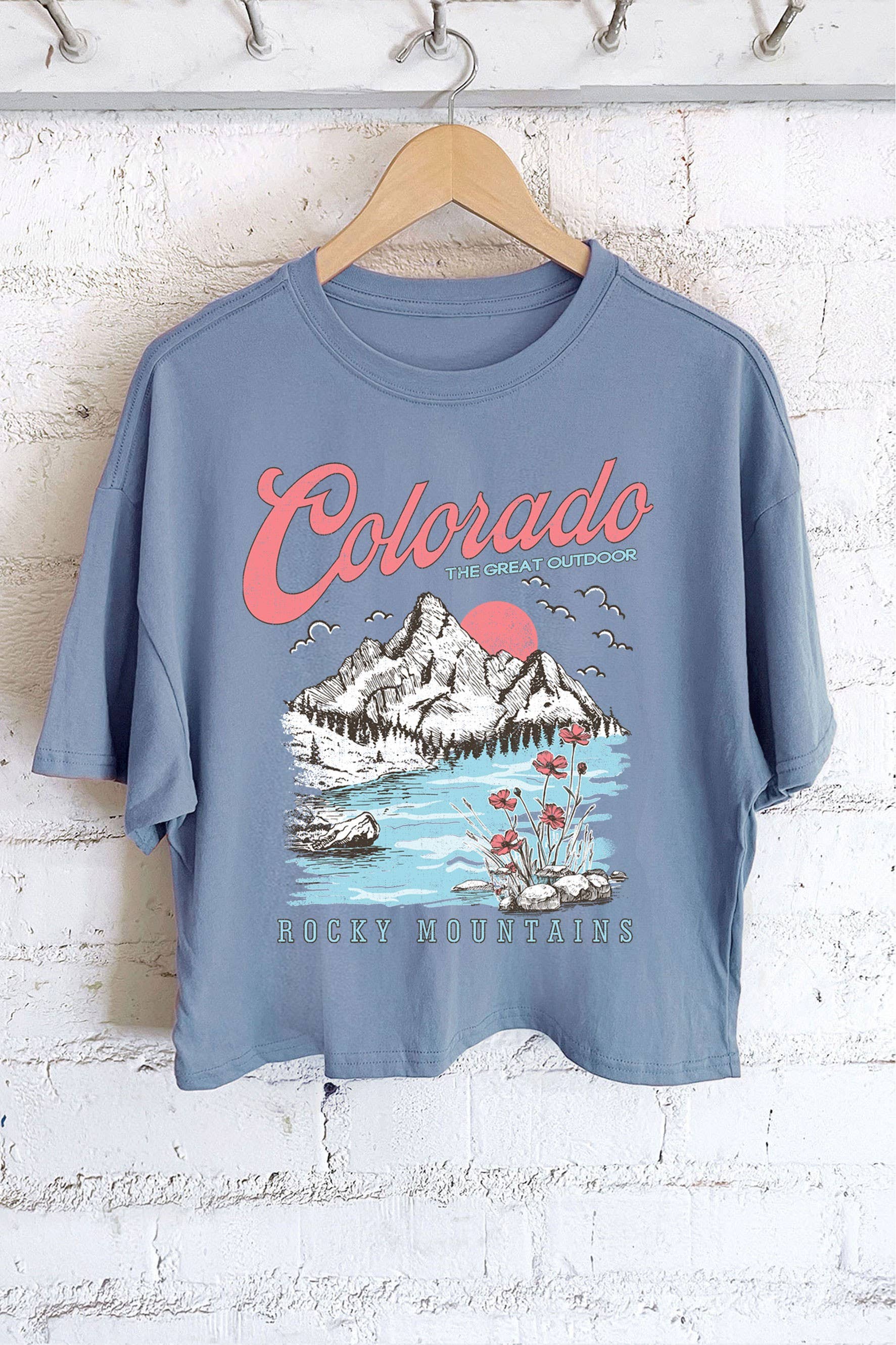 Colorado Rocky Mountains Wild Flower Graphic Long Crop Top