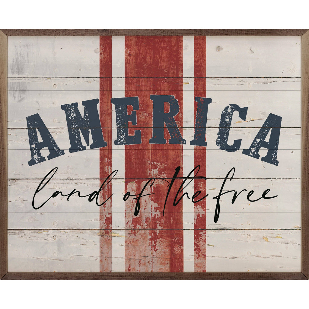 America Land of the Free Stripes Whitewash