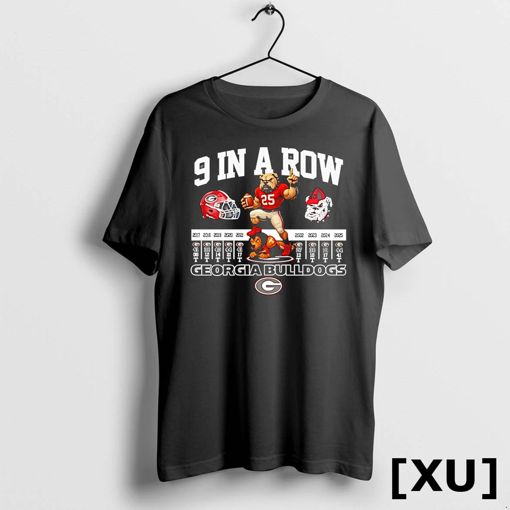 9 In A Row Georgia Bulldogs Ncaa 2025 Mascot Tshirts Sweater
