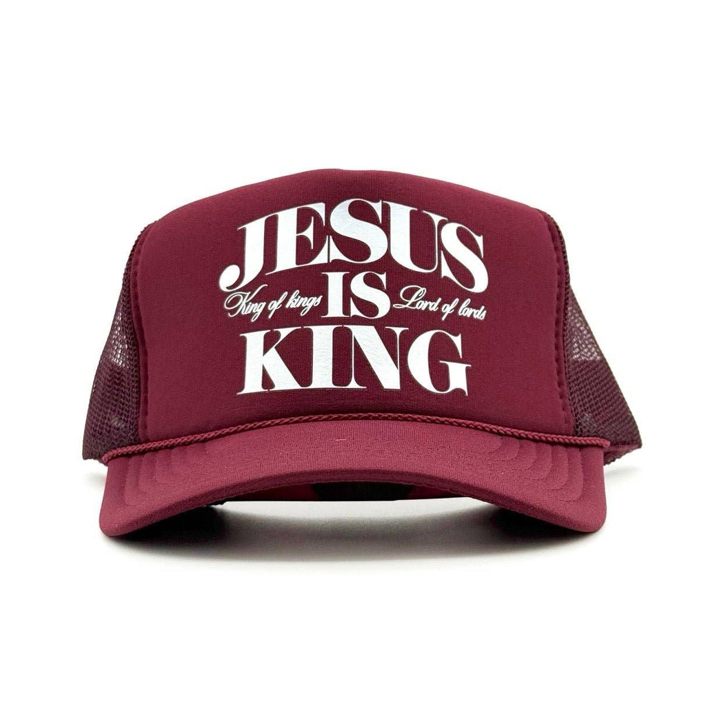 Jesus Is King Foam Trucker - Maroon