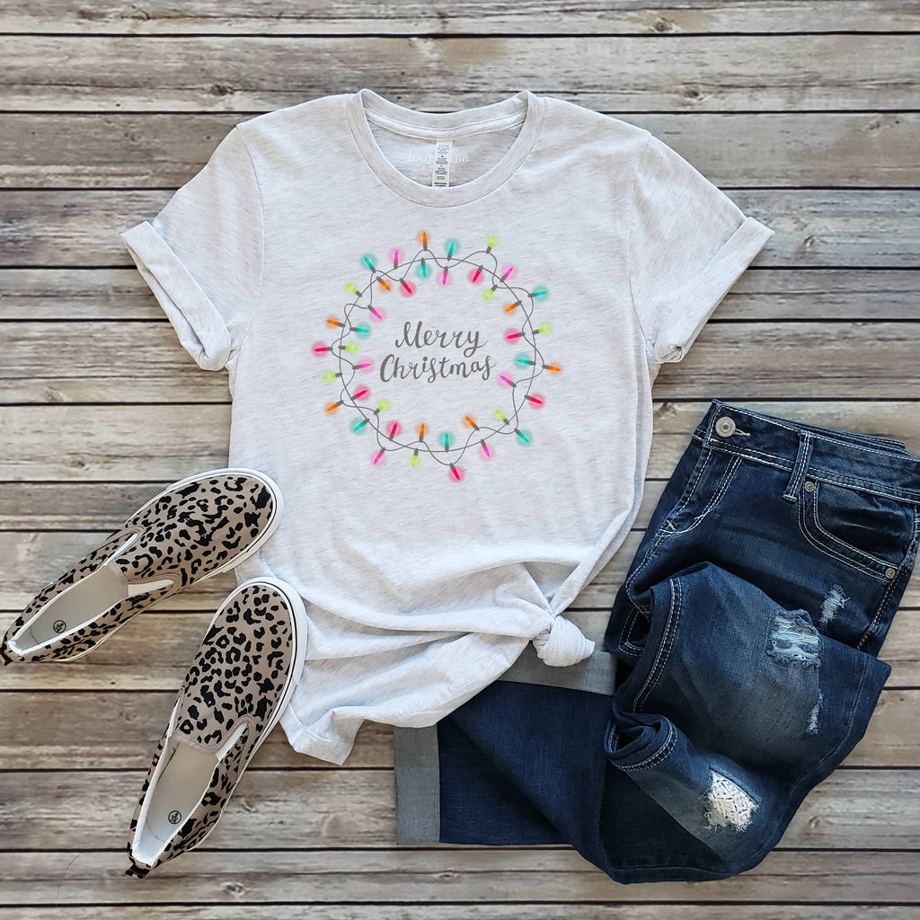 Merry Christmas Lights Tee | Christmas | Sizes XS-2XL