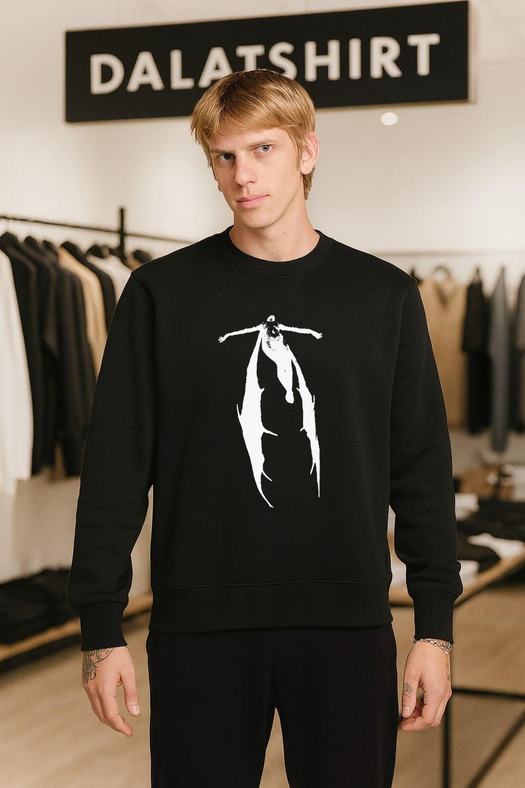 Abstract Figure White Silhouette Graphic shirt