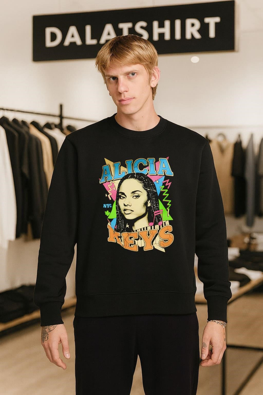 Alicia Keys NYC Piano Keys Retro 90s Style Graphic shirt