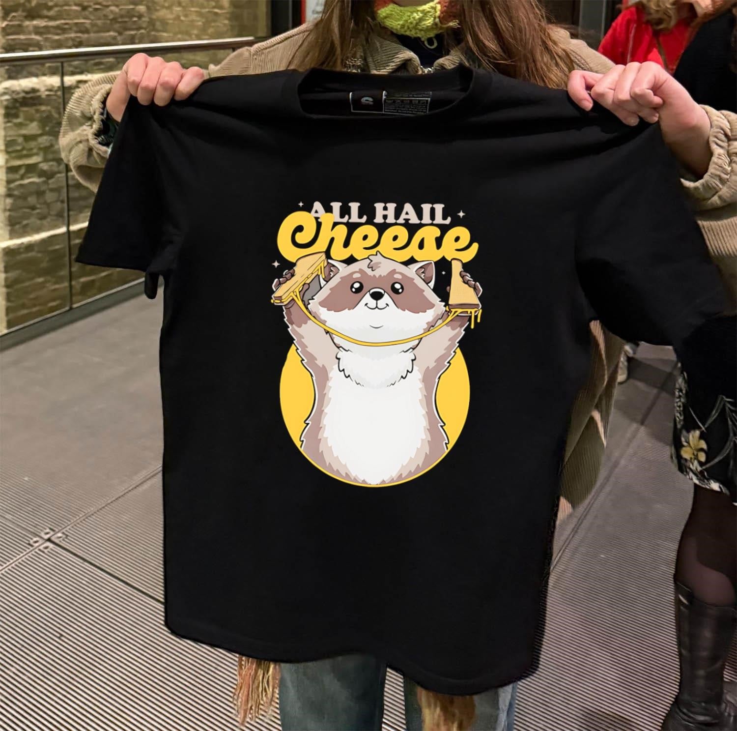 All Hail Cheese Raccoon Holding Grilled Cheese Sandwich shirt