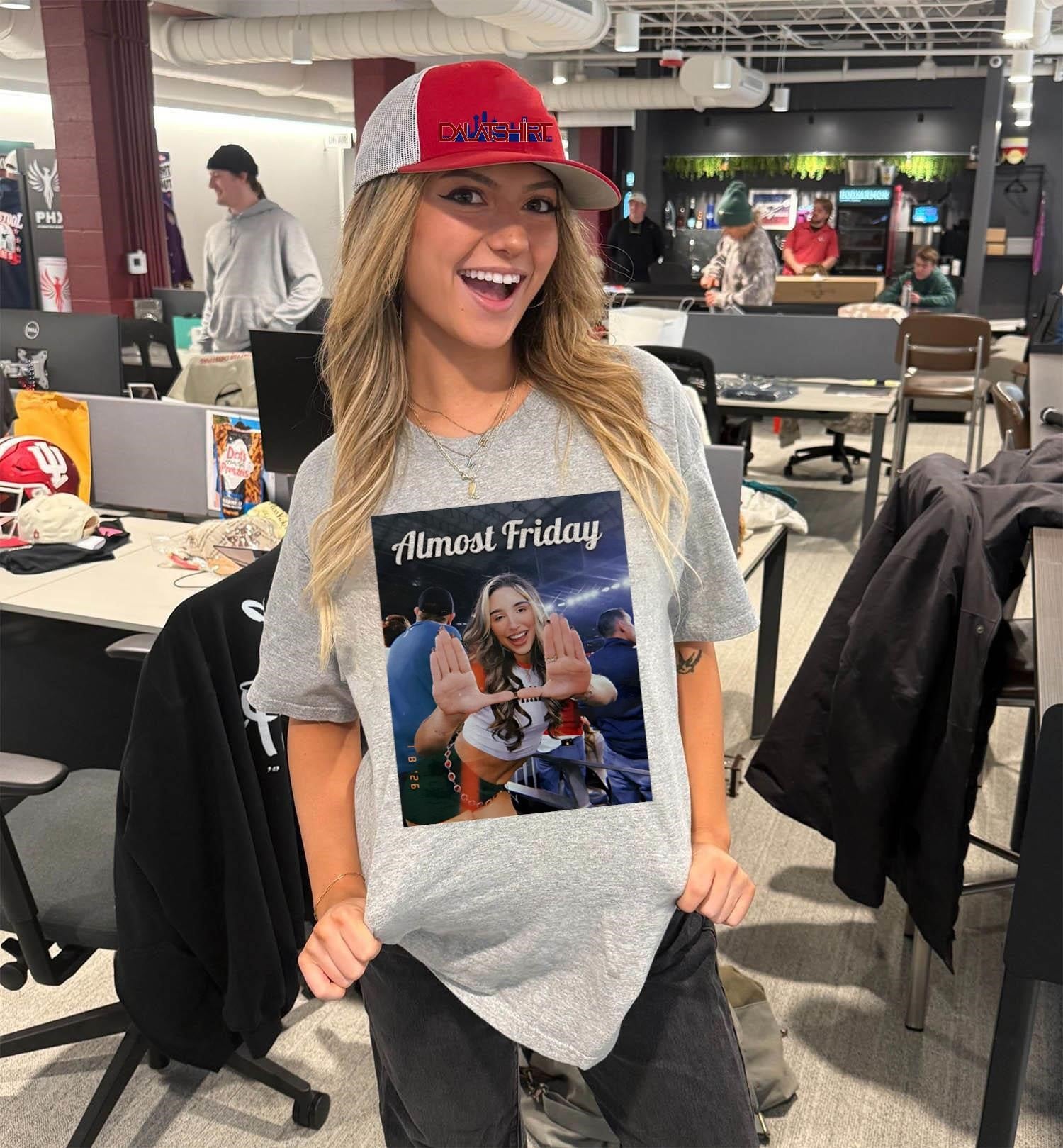 Almost Friday Happy Girl Woman in Stadium shirt