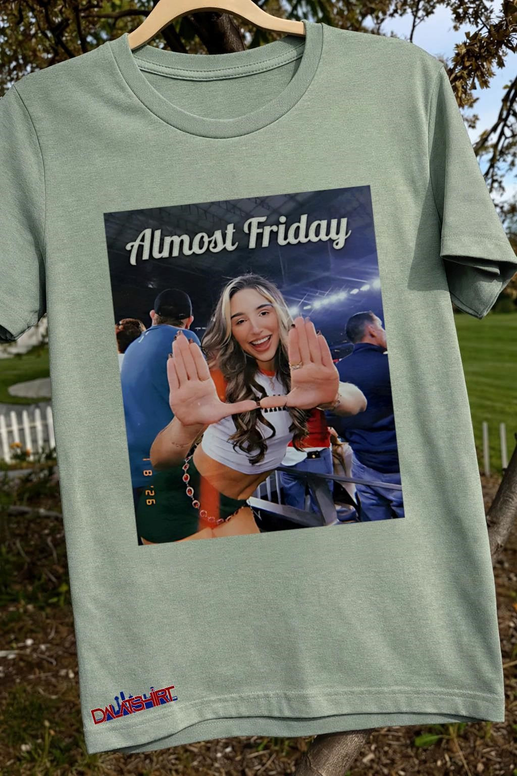 Almost Friday Happy Girl Woman in Stadium shirt