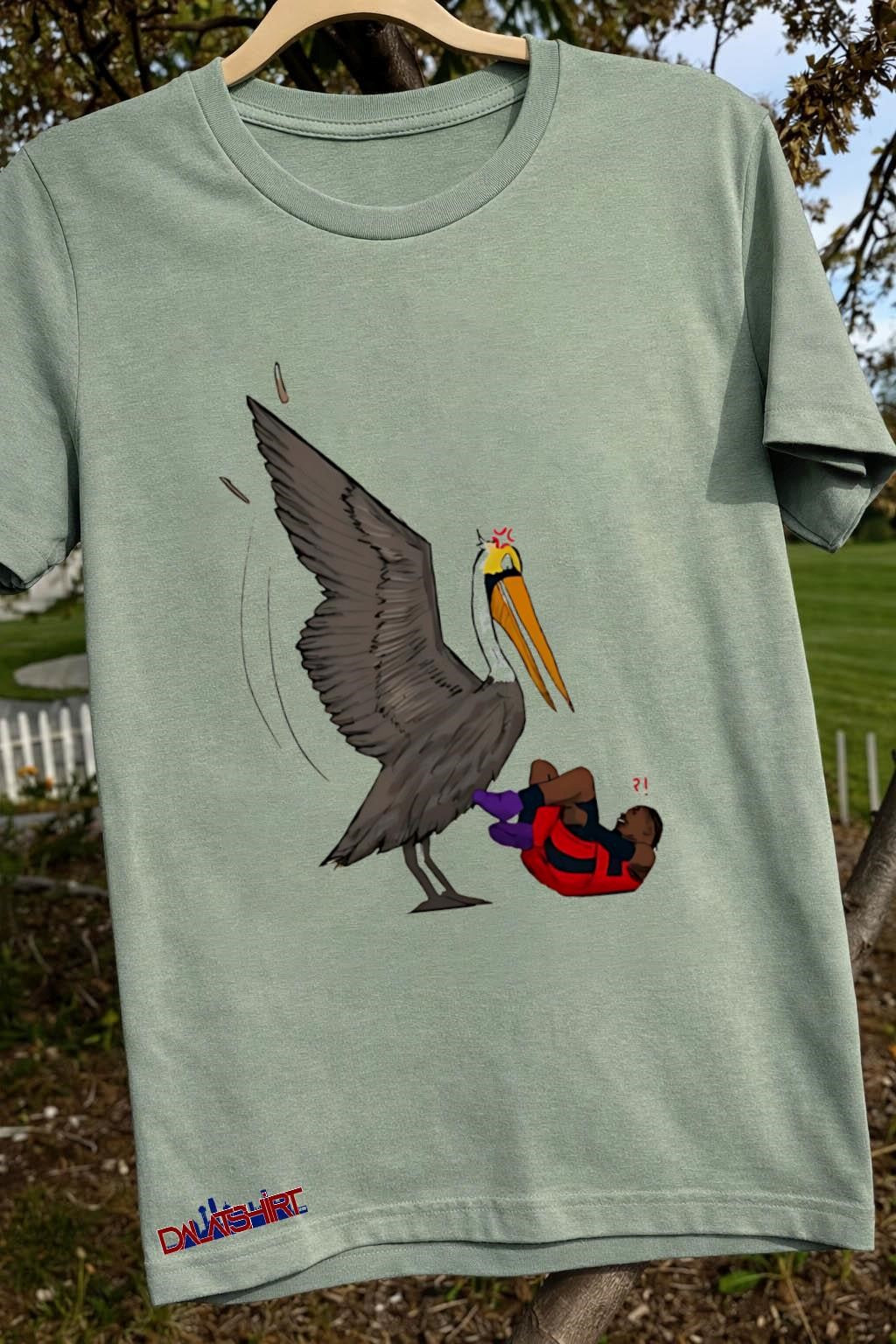 Angry Bird Pelican And Man Falling shirt