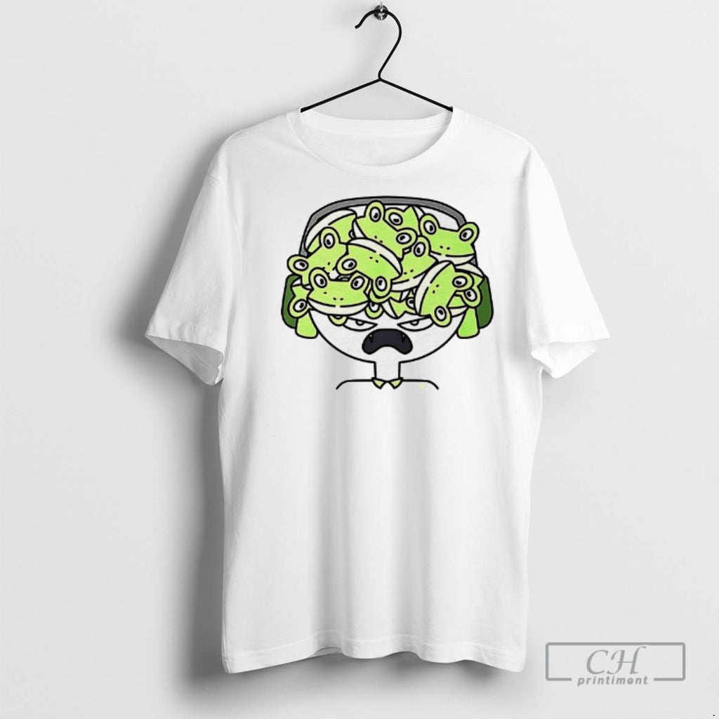 Angry Frog Headphones Cartoon T Shirts
