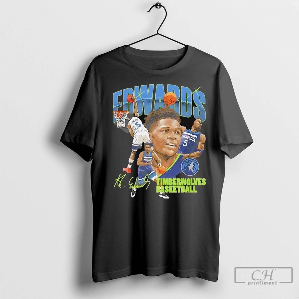 Anthony Edwards Minnesota Timberwolves Basketball Signature T Shirts